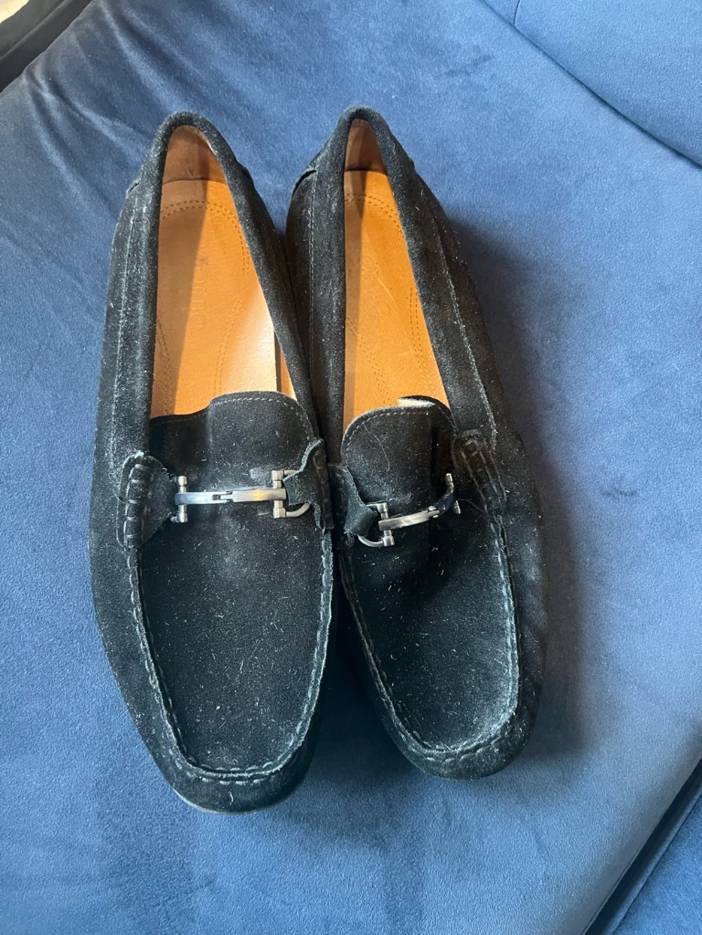 Bionic Black Suede Men’s Slip-On Loafers with Silver Bit